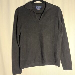 Charter Club 2ply 100% Cashmere Sweater Women's Small Shawl Collar Black Vntg.